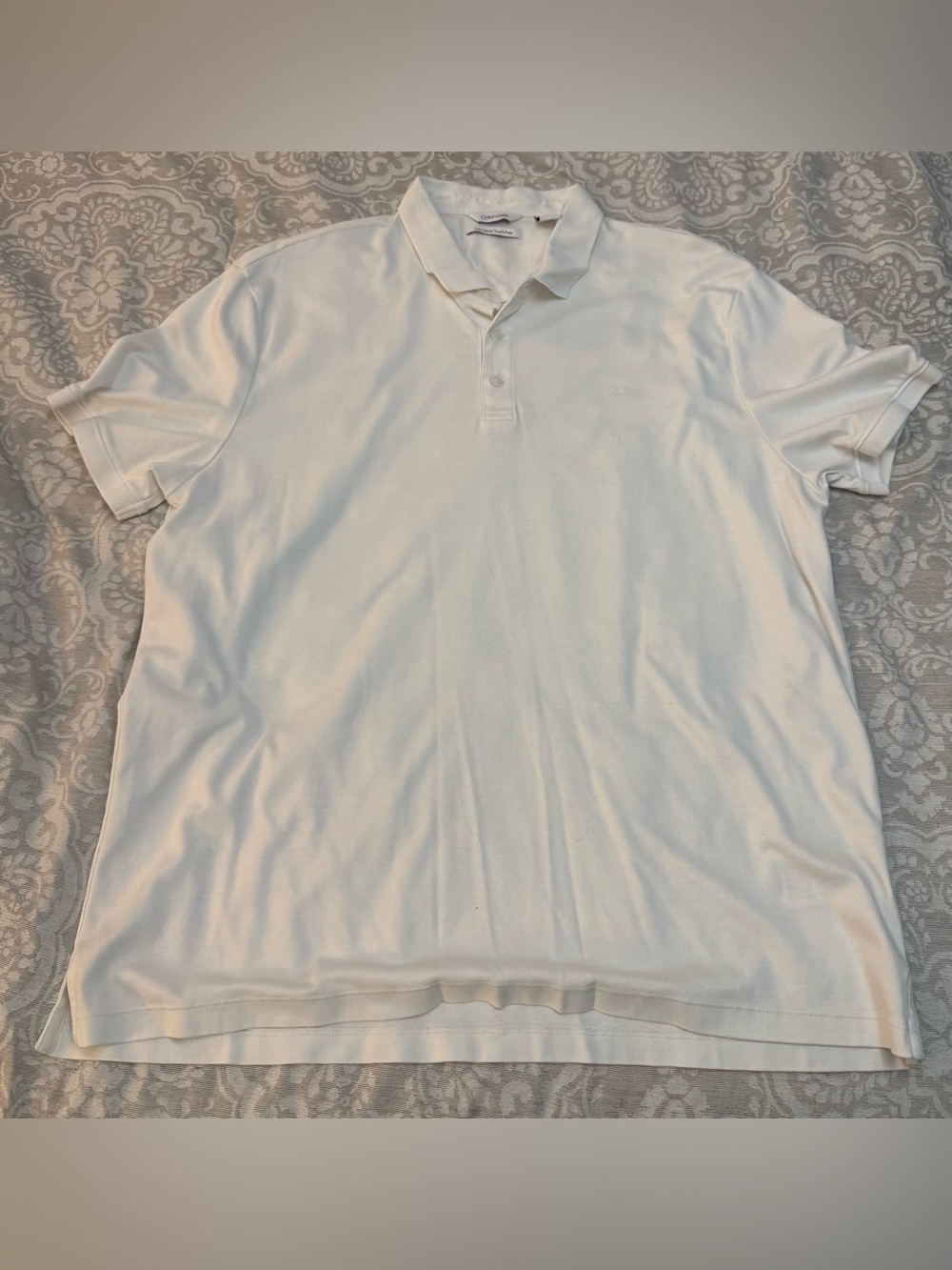 Calvin Klein Liquid Touch Stretch Polo Men’s XL White 95% Cotton